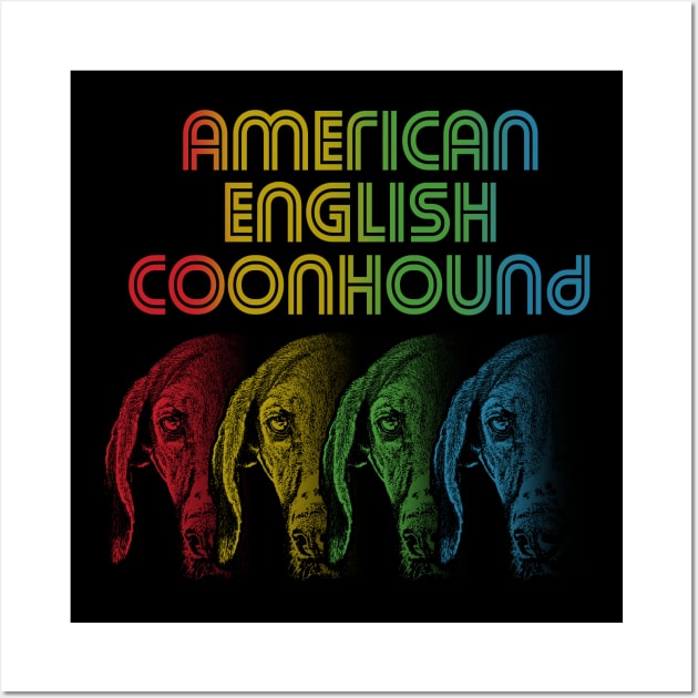 Cool Retro Groovy American English Coonhound Dog Wall Art by Madfido